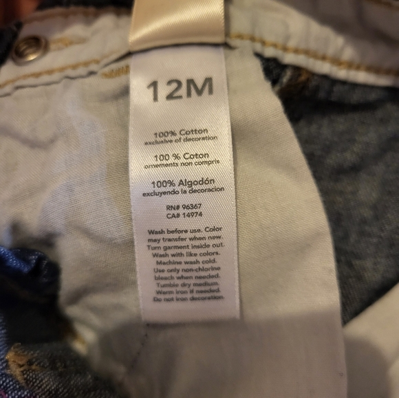 Oshkosh Jean Bibs with pink hearts size 12mon - Picture 8 of 9